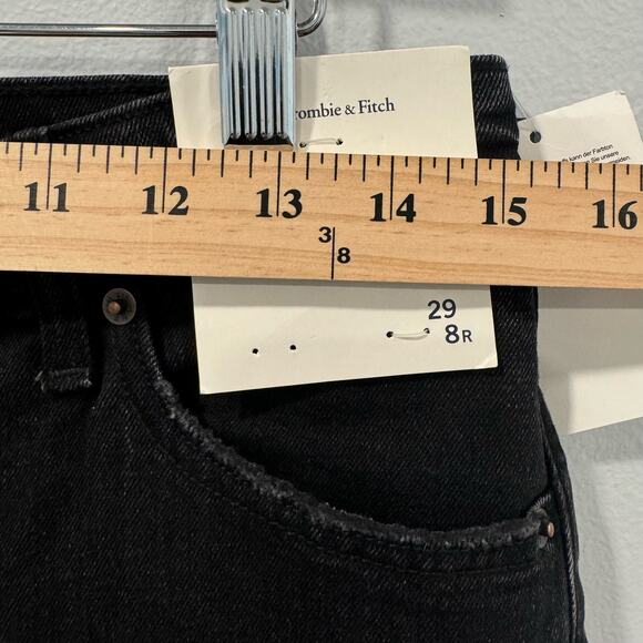 Abercrombie & Fitch The Mom High Rise Straight Distressed Black Jeans 29/8R - Picture 2 of 7